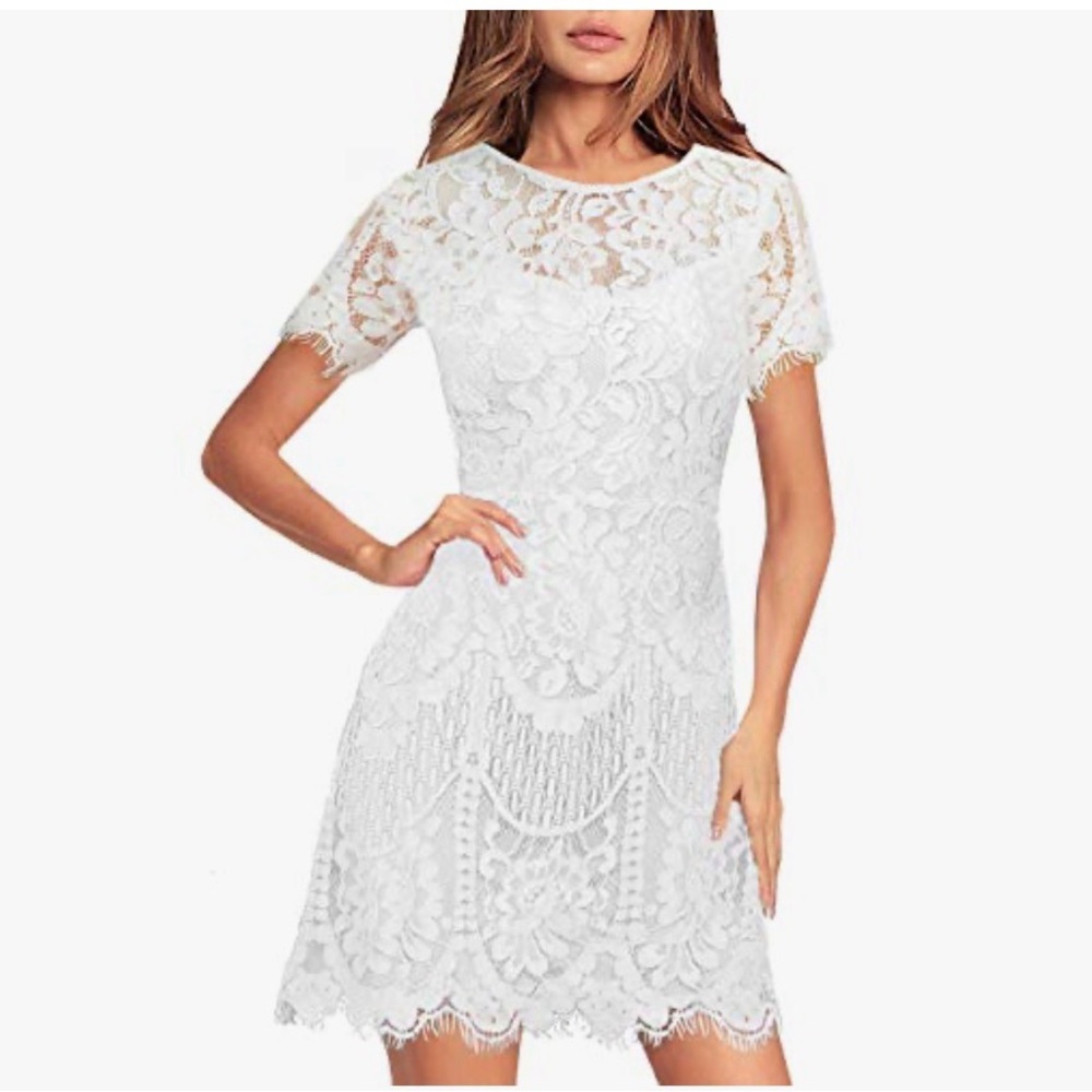 Elegant White Lace Dress